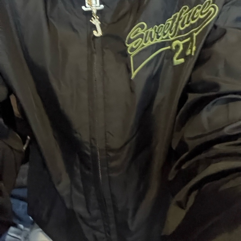 Sweetface Black Jacket with Green Embroidery